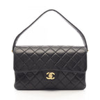 Chanel Handbag Quilted Face Black Lambskin Double