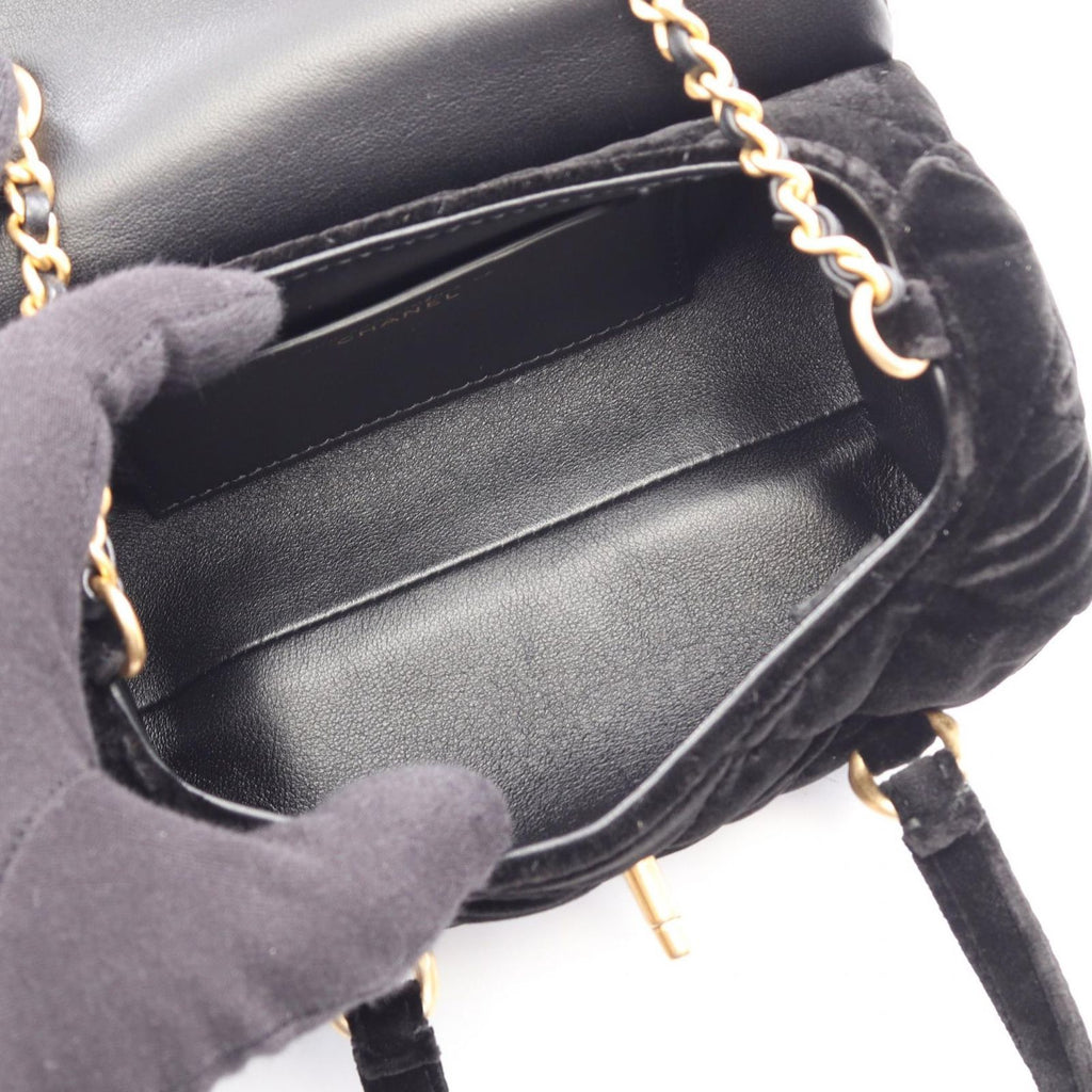 Chanel Shoulder Bag Quilted 2-Way Black Fabric Chain — view 3