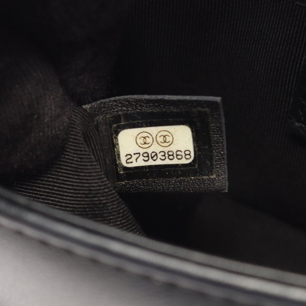Chanel Shoulder Bag Boy Small Black Gold Lambskin V-stitch Chain — view 5