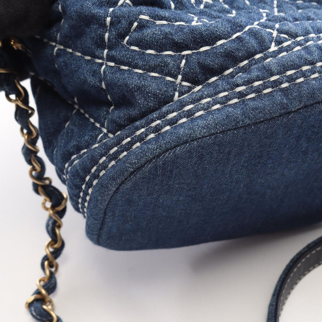 Chanel Shoulder Bag CC Logo Vanity 2-Way Denim Blue White Chain — view 8