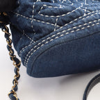 Chanel Shoulder Bag CC Logo Vanity 2-Way Denim Blue White Chain — view 8
