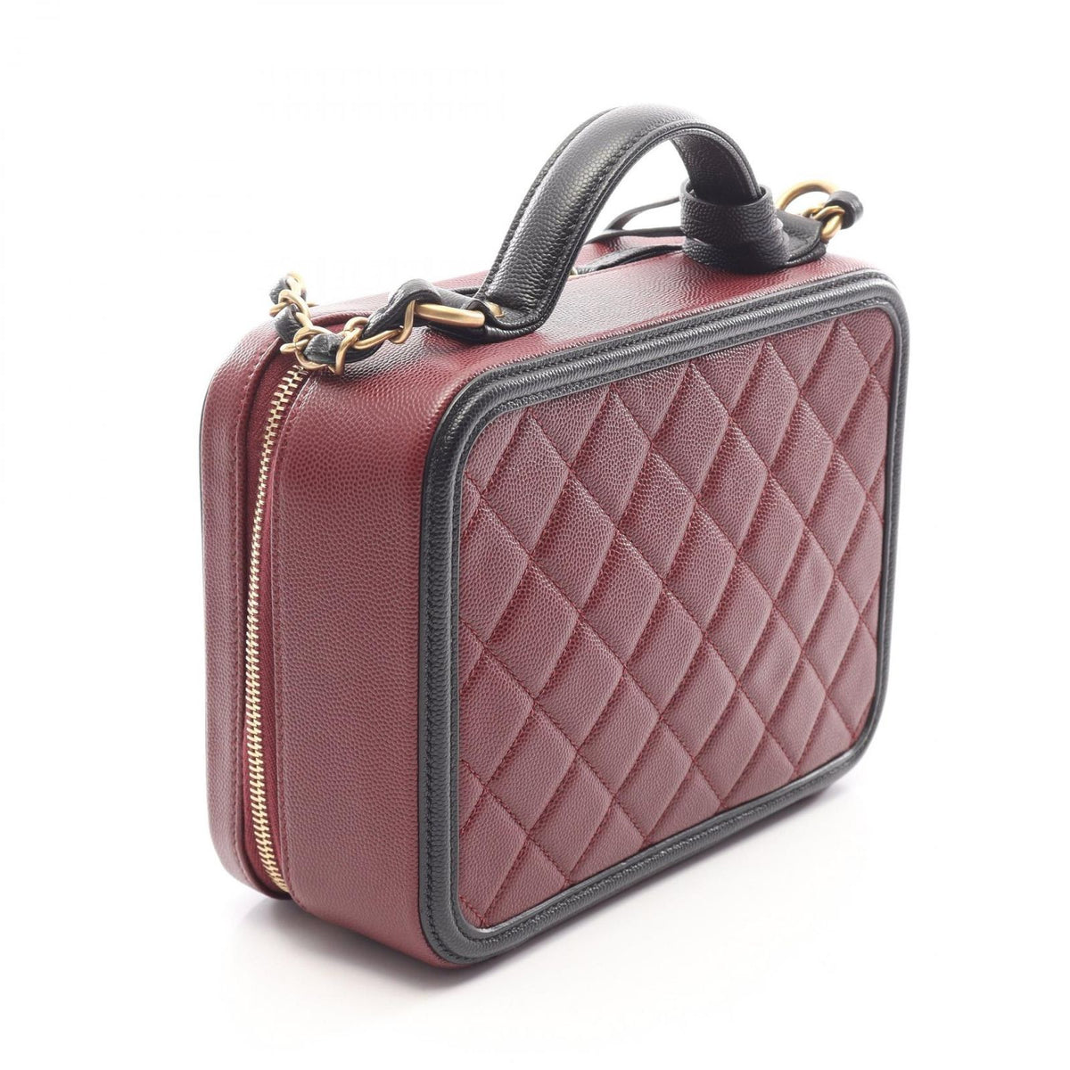 Chanel Shoulder Bag CC Filigree Vanity 2-Way Bordeaux Black Caviar Leather CC — view 2