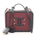 Chanel Shoulder Bag CC Filigree Vanity 2-Way Bordeaux Black Caviar Leather CC