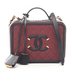Chanel Shoulder Bag CC Filigree Vanity 2-Way Bordeaux Black Caviar Leather CC