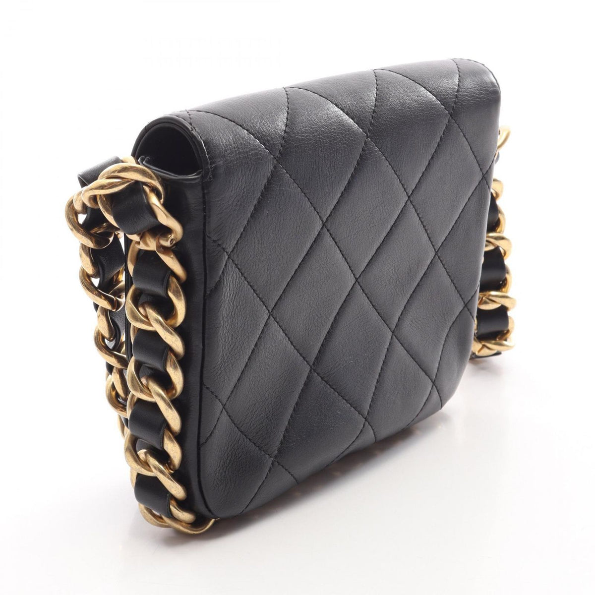 Chanel Shoulder Bag Quilted Small Flap Black Lambskin Chain — view 2