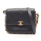 Chanel Shoulder Bag Quilted Small Flap Black Lambskin Chain