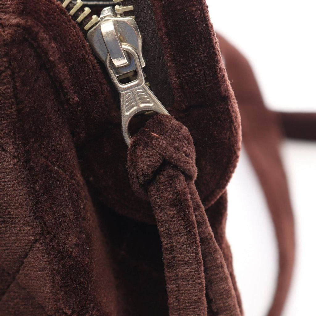 Chanel Backpack Quilted Chain Dark Brown Fabric — view 7