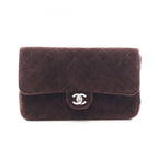 Chanel Backpack Quilted Chain Dark Brown Fabric