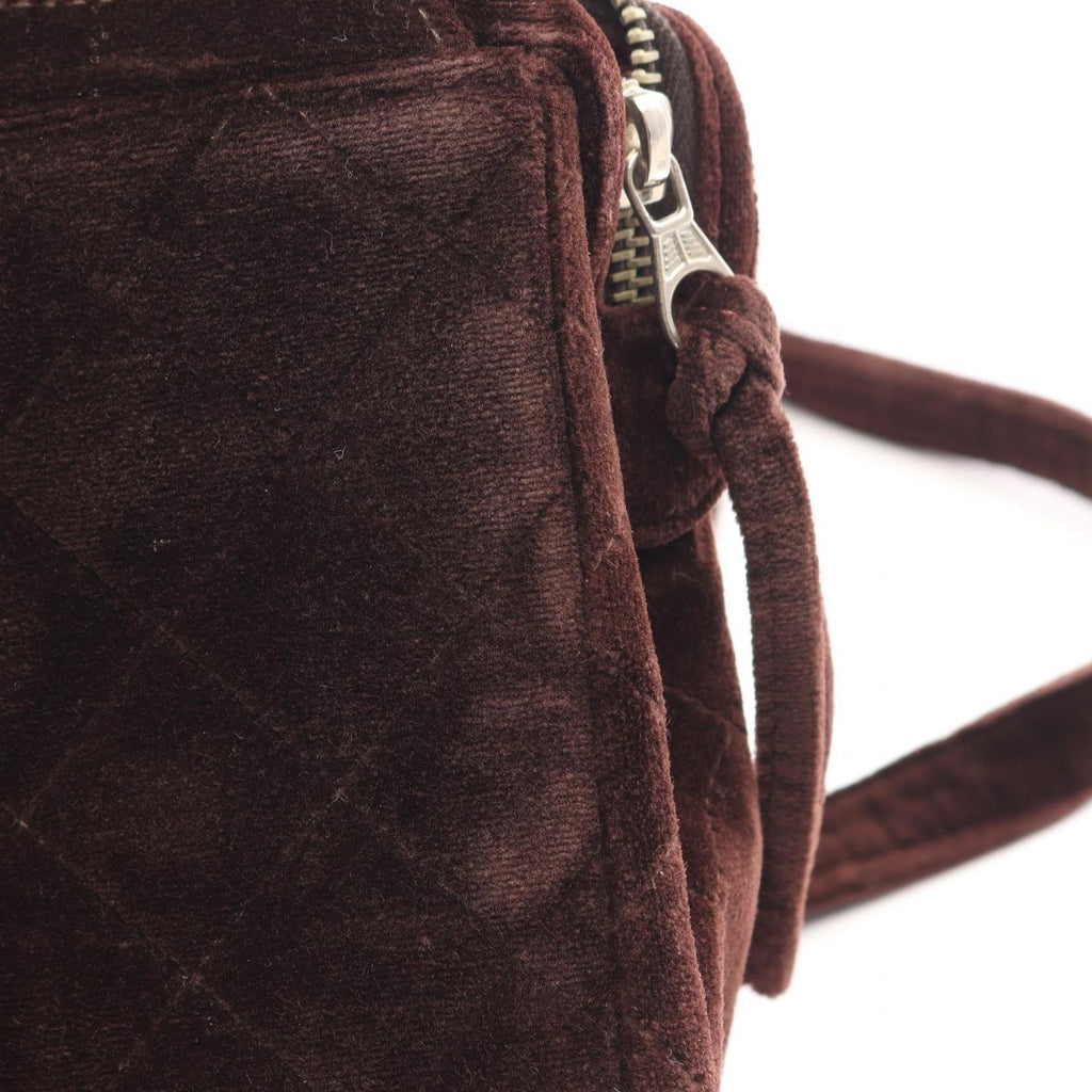 Chanel Backpack Quilted Chain Dark Brown Fabric — view 8