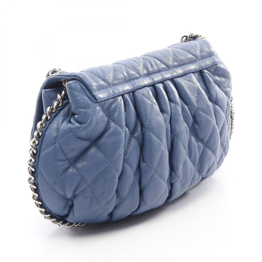 Chanel Shoulder Bag Line Quilted Chain Around Blue Leather — view 2