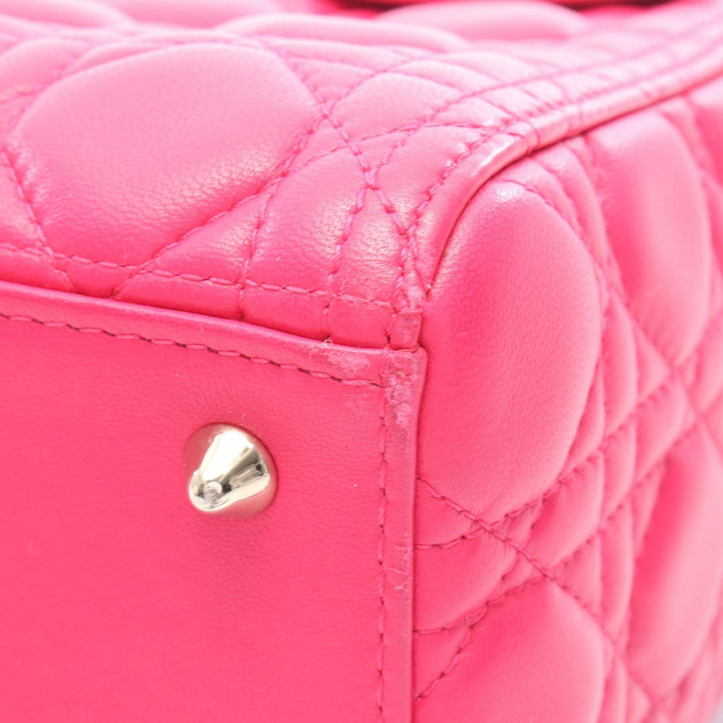 Dior Handbag Lady 2-Way Magenta Leather Tote Medium — view 7