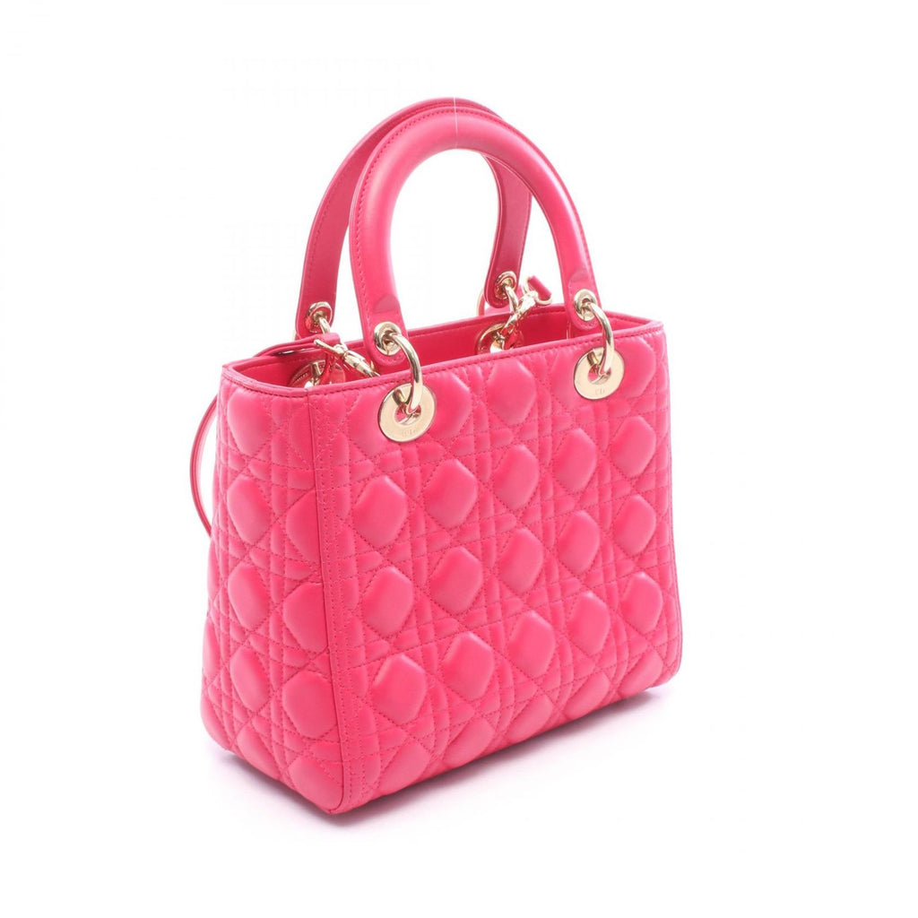 Dior Handbag Lady 2-Way Magenta Leather Tote Medium — view 2