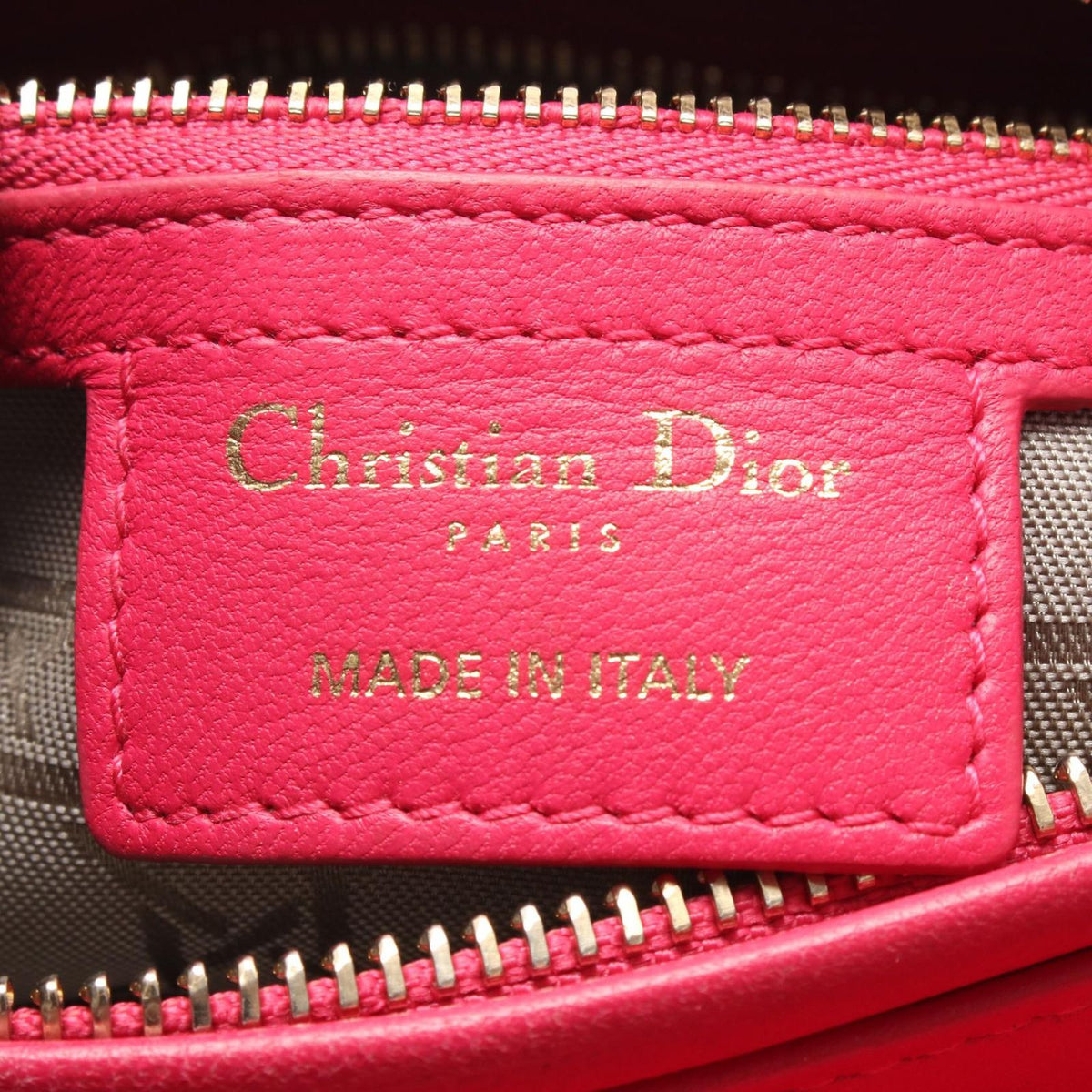 Dior Handbag Lady 2-Way Magenta Leather Tote Medium — view 4