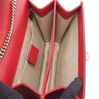 Gucci Shoulder Bag Interlocking G Red Leather Chain — view 3