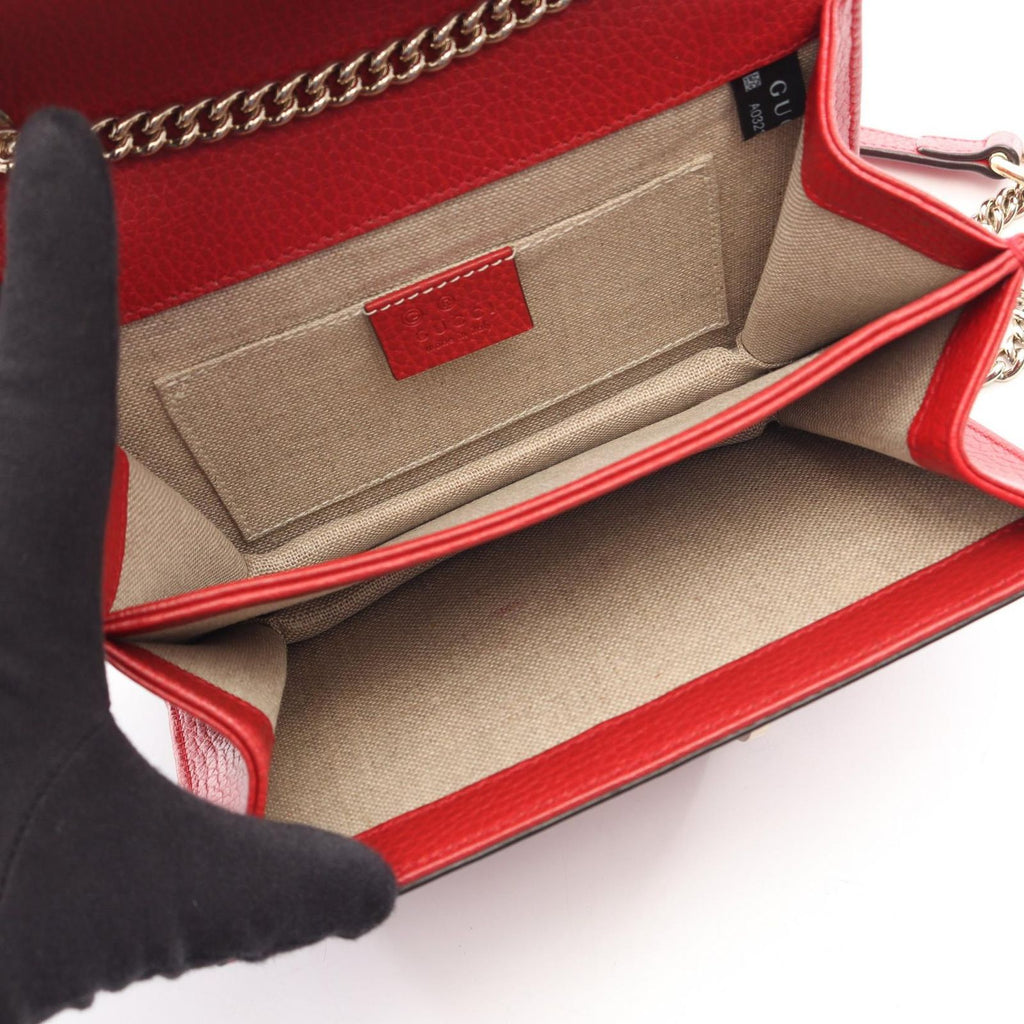 Gucci Shoulder Bag Interlocking G Red Leather Chain — view 3
