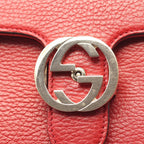 Gucci Shoulder Bag Interlocking G Red Leather Chain — view 6