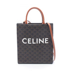Celine Tote Bag Small Vertical Cabas Triomphe 2-Way Black Brown Leather