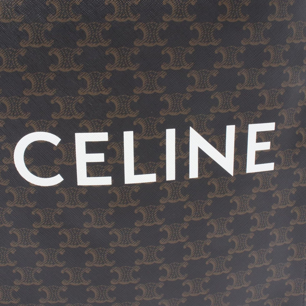 Celine Tote Bag Small Vertical Cabas Triomphe 2-Way Black Brown Leather — view 4