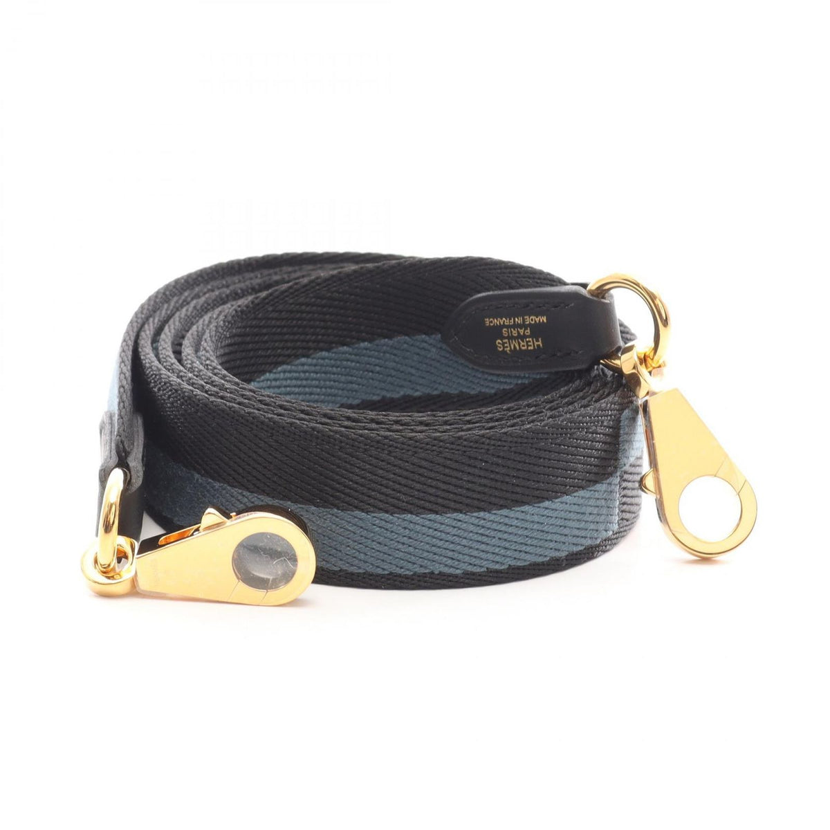 Hermes Shoulder Strap Bandouliere Sangle Casaque Blue Tompet Black