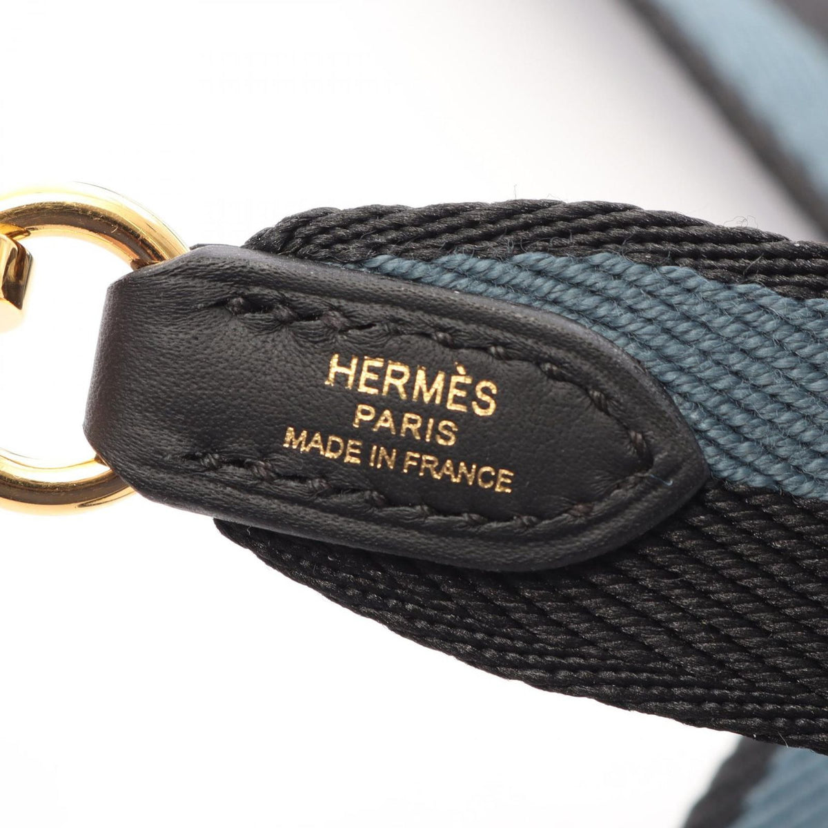Hermes Shoulder Strap Bandouliere Sangle Casaque Blue Tompet Black — view 4