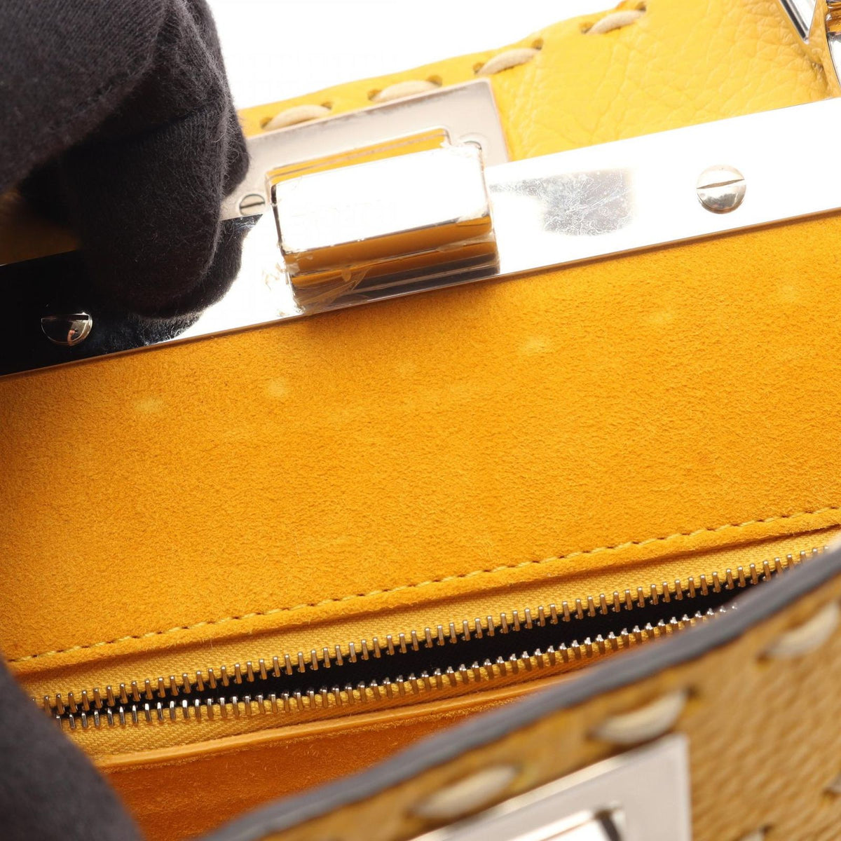 Fendi Handbag Mini Peekaboo Selleria Yellow Ivory Leather — view 5