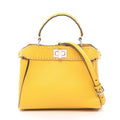 Fendi Handbag Mini Peekaboo Selleria Yellow Ivory Leather