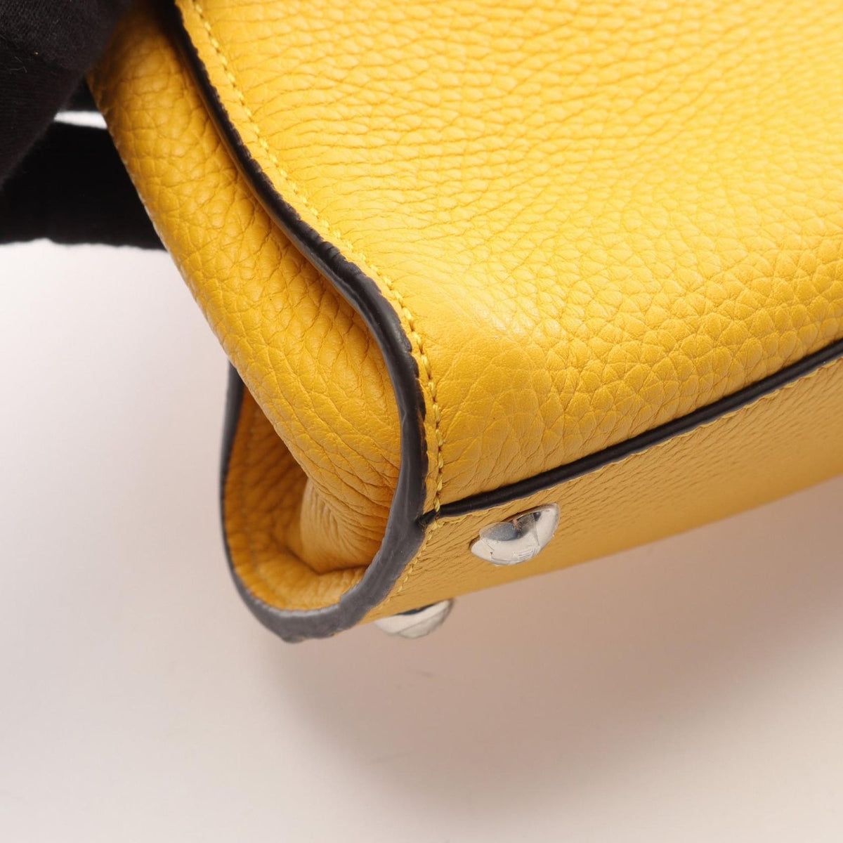 Fendi Handbag Mini Peekaboo Selleria Yellow Ivory Leather — view 8