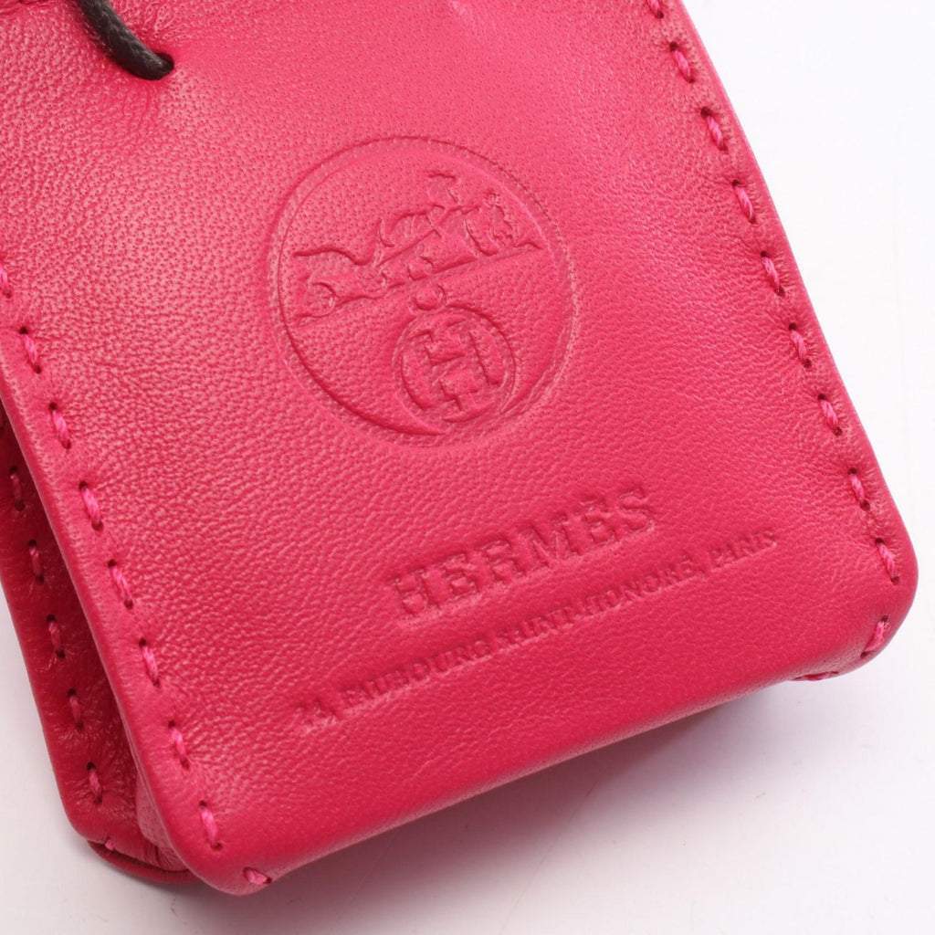 Hermes Charm Sac Orange Rose Mexico Leather Keychain — view 3