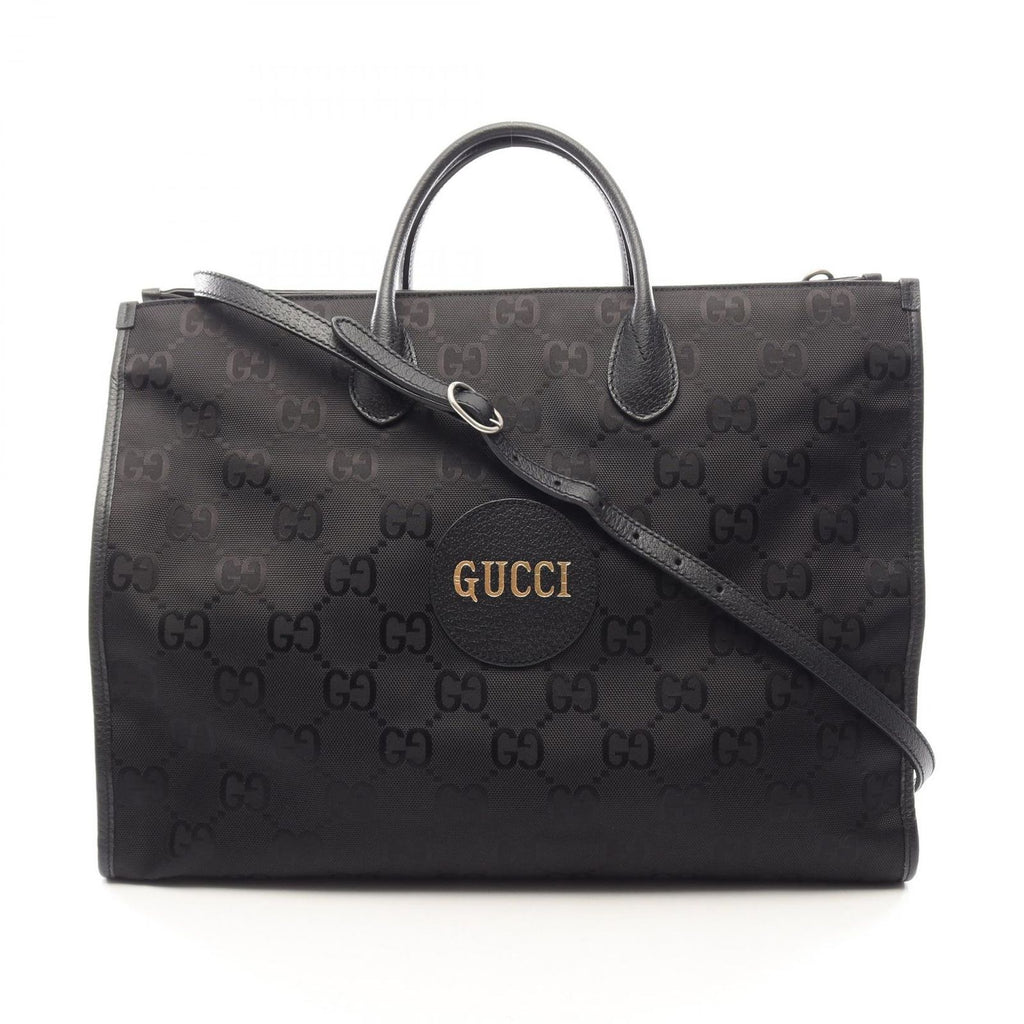 Gucci Shoulder Bag Off the Grid GG Pattern 2-Way Black Gold Leather