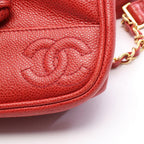 Chanel Backpack Triple CC Logo Red Caviar Leather Chain — view 8
