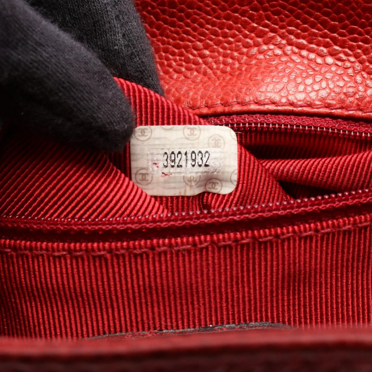 Chanel Backpack Triple CC Logo Red Caviar Leather Chain — view 5