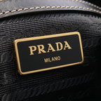 Prada Tote Bag Logo Jacquard Beige Black Canvas Leather — view 4