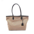 Prada Tote Bag Logo Jacquard Beige Black Canvas Leather