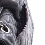 Chanel Shoulder Bag Quilted Double Flap Black Caviar Leather Chain — view 6