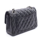 Chanel Shoulder Bag Quilted Double Flap Black Caviar Leather Chain — view 2