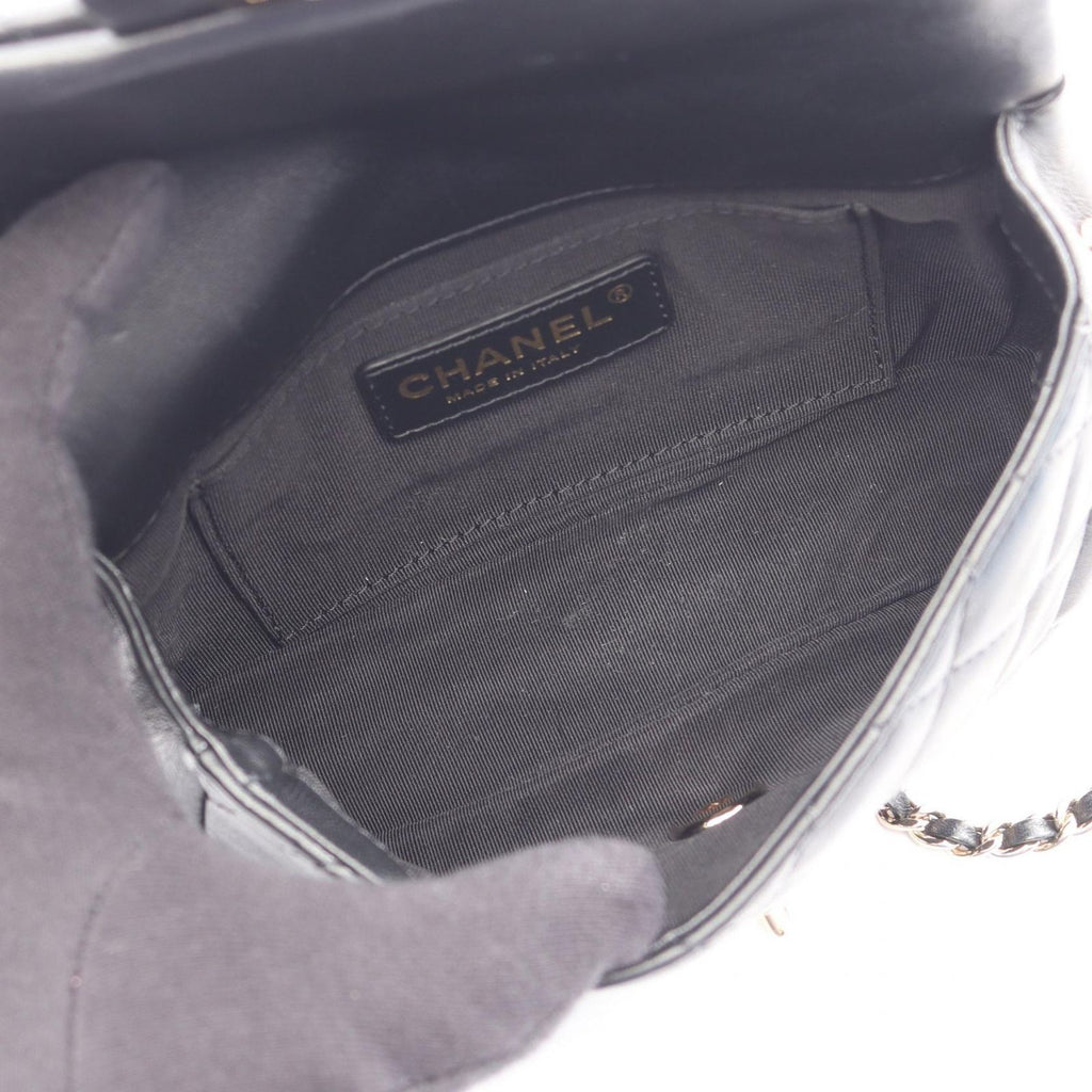 Chanel Shoulder Bag Quilted Chain Around Black Lambskin Small Flap — view 3