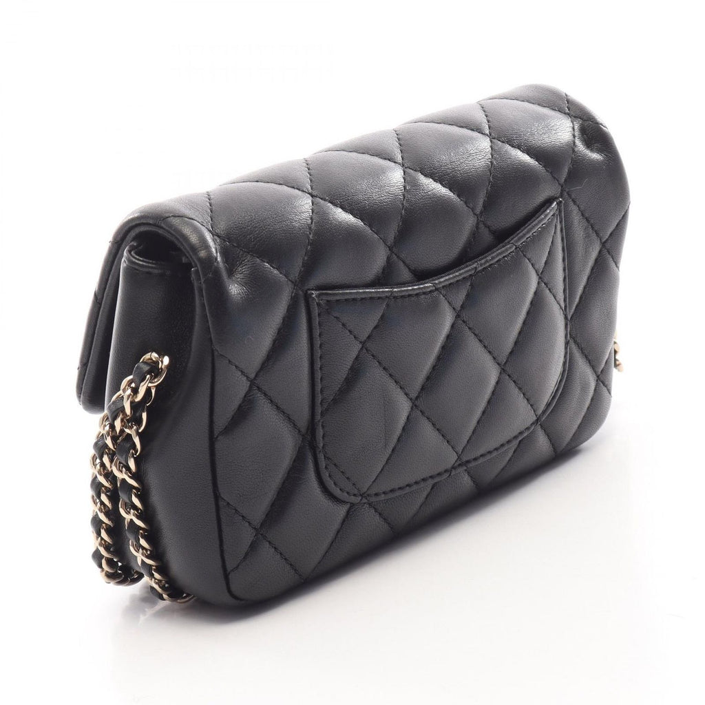 Chanel Shoulder Bag Quilted Chain Around Black Lambskin Small Flap — view 2