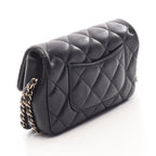 Chanel Shoulder Bag Quilted Chain Around Black Lambskin Small Flap — view 2