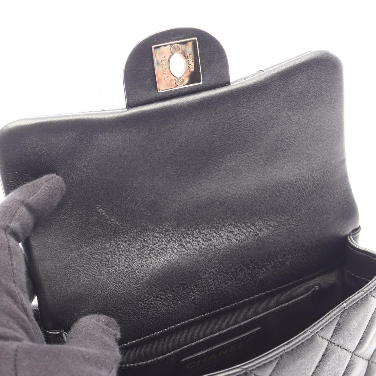 Chanel Shoulder Bag Quilted Chain Around Black Lambskin Small Flap — view 7