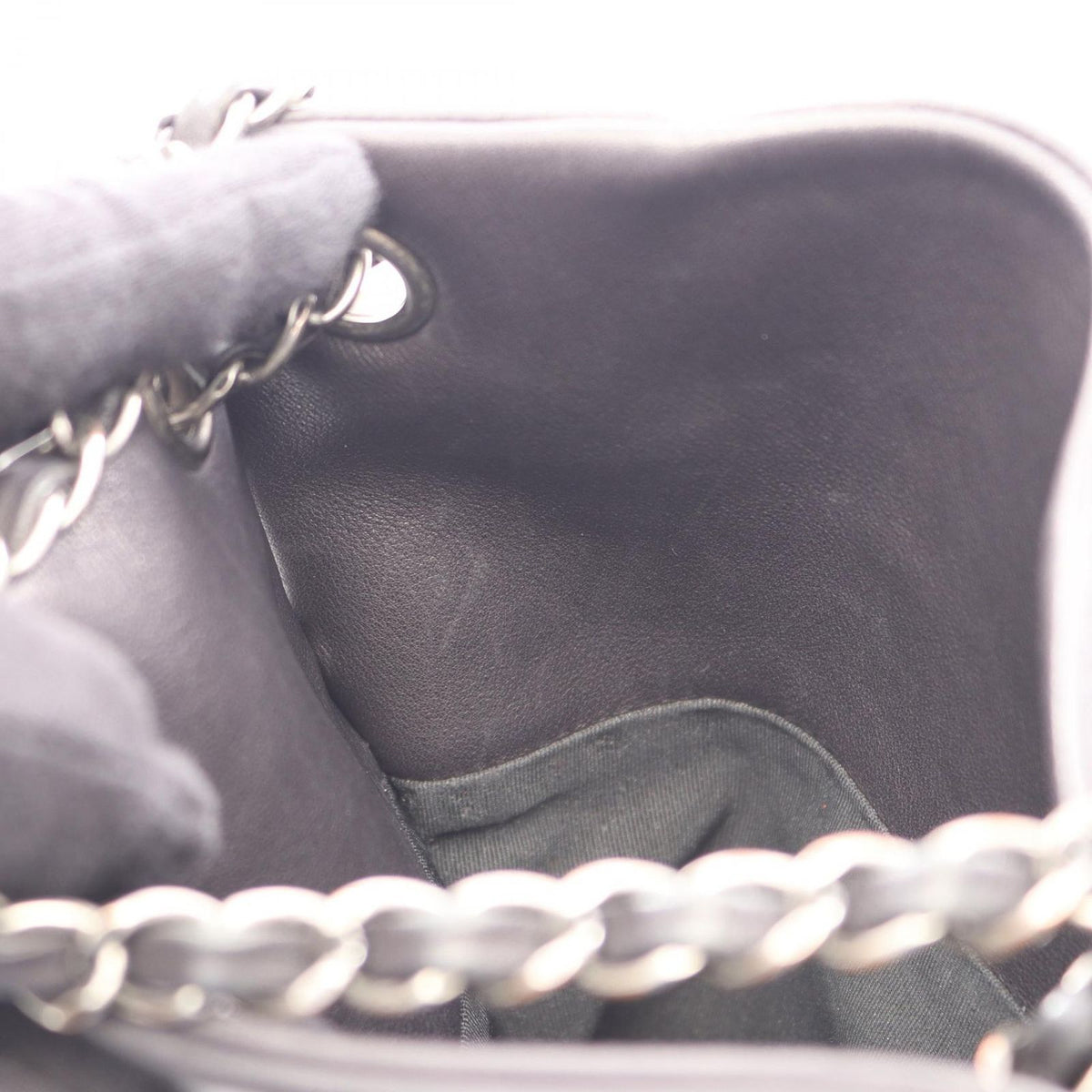 Chanel Backpack Quilted Chain Antique Silver 2-Way Black Leather — view 6