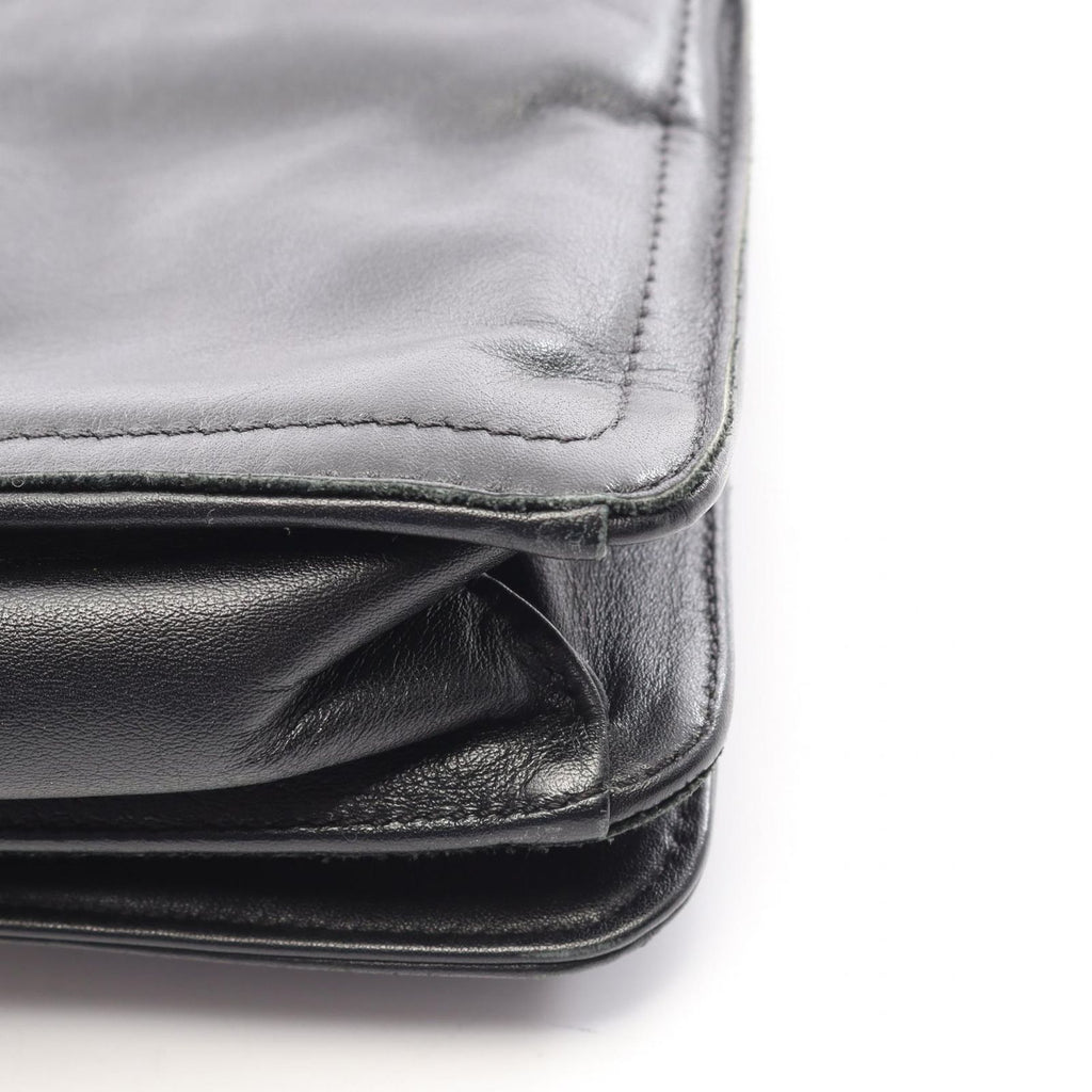 Chanel Shoulder Bag Quilted Black Shearling Leather CC Logo Full Flap Chain — view 8