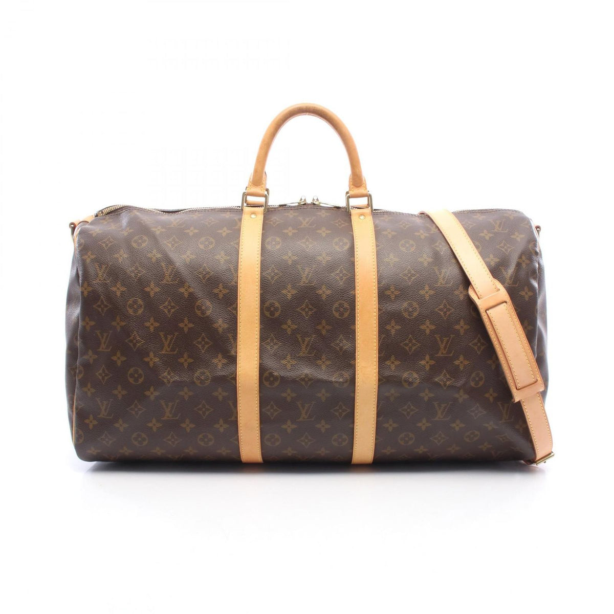 Louis Vuitton Boston Bag Keepall Bandouliere 55 Monogram Leather 55