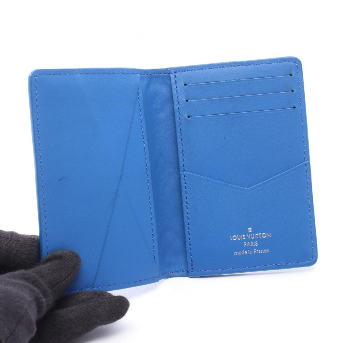 Louis Vuitton Card Case Pocket Organizer Taurillon Monogram Neon Blue Leather — view 3