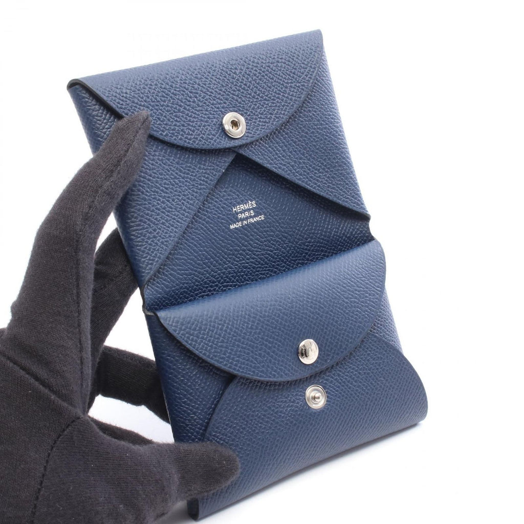 Hermes Coin Purse Calvi Duo Blue Navy — view 3