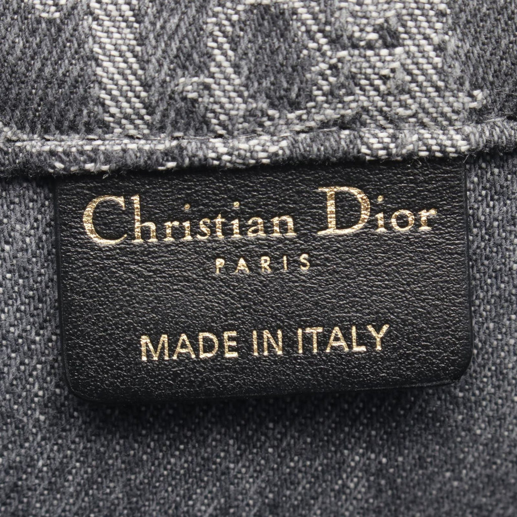 Dior Tote Bag Book Medium Gray Black Canvas Oblique — view 4