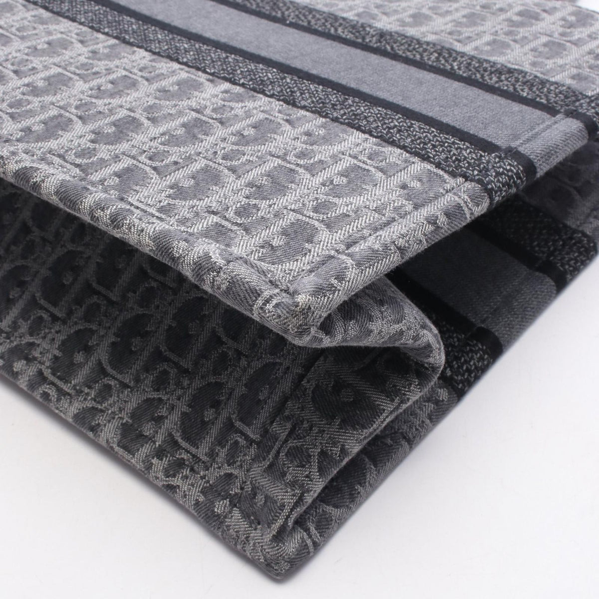 Dior Tote Bag Book Medium Gray Black Canvas Oblique — view 6