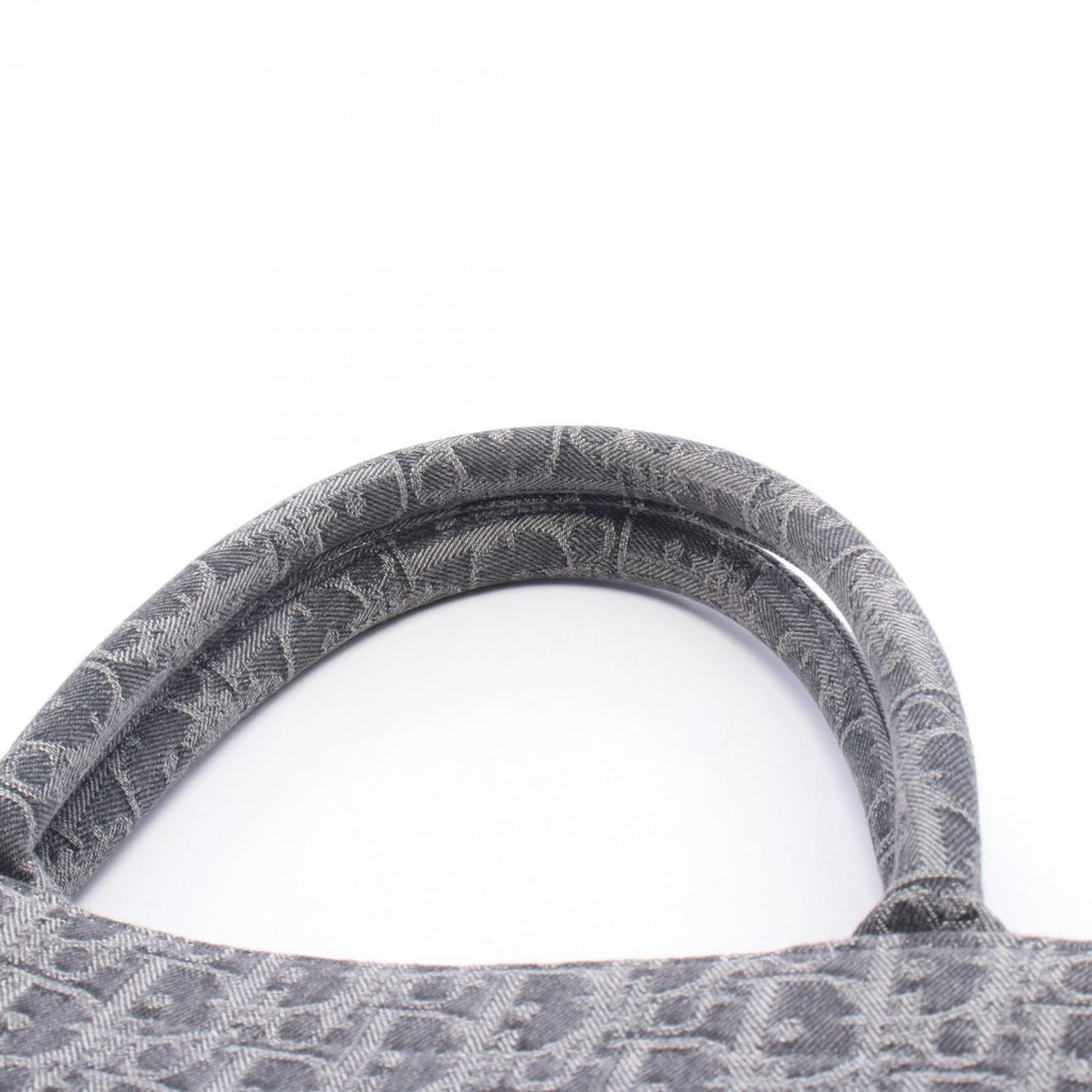 Dior Tote Bag Book Medium Gray Black Canvas Oblique — view 5