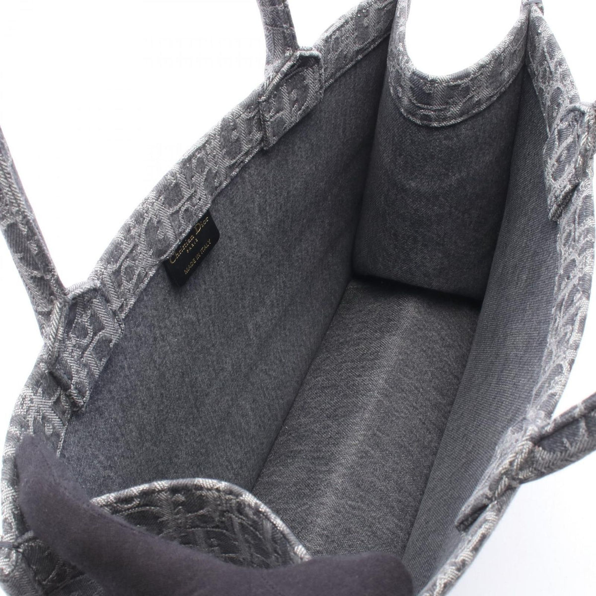 Dior Tote Bag Book Medium Gray Black Canvas Oblique — view 3