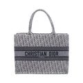 Dior Tote Bag Book Medium Gray Black Canvas Oblique