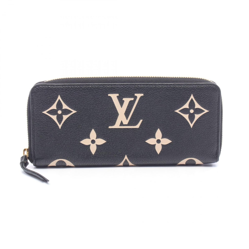 Louis Vuitton Round Wallet Portefeuille Clemence Monogram Empreinte Black Beige